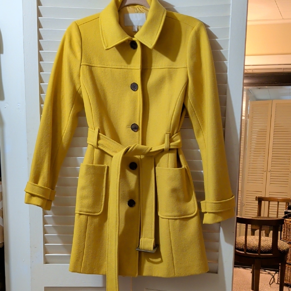 Yellow Belted Women's Coat